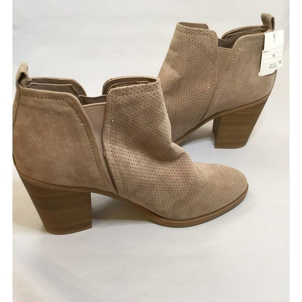 Universal Thread Perforated Faux suede Booties Tan Vegan Size 11